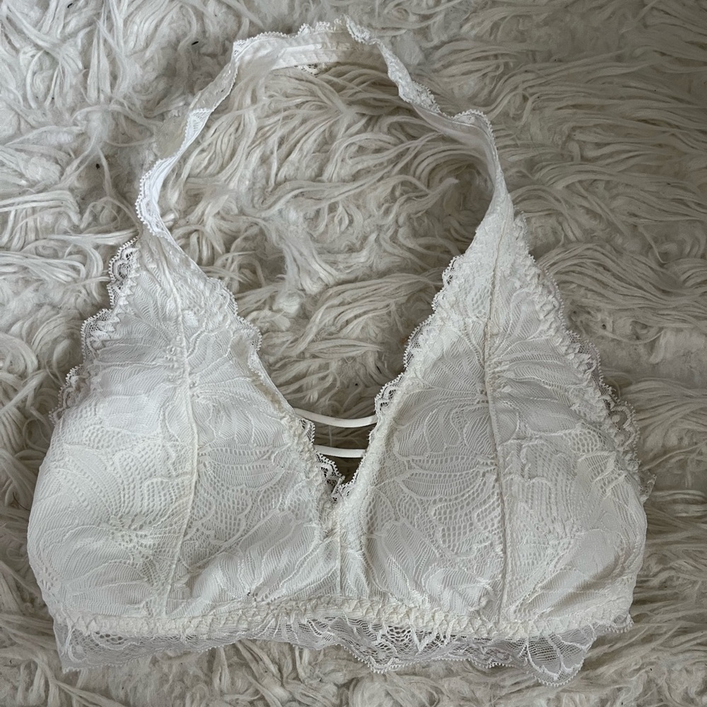 hollister white halter bralette